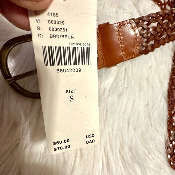 RARE ANTHROPOLOGIE NWT Braided Leather Belt- Brown—S main image 10